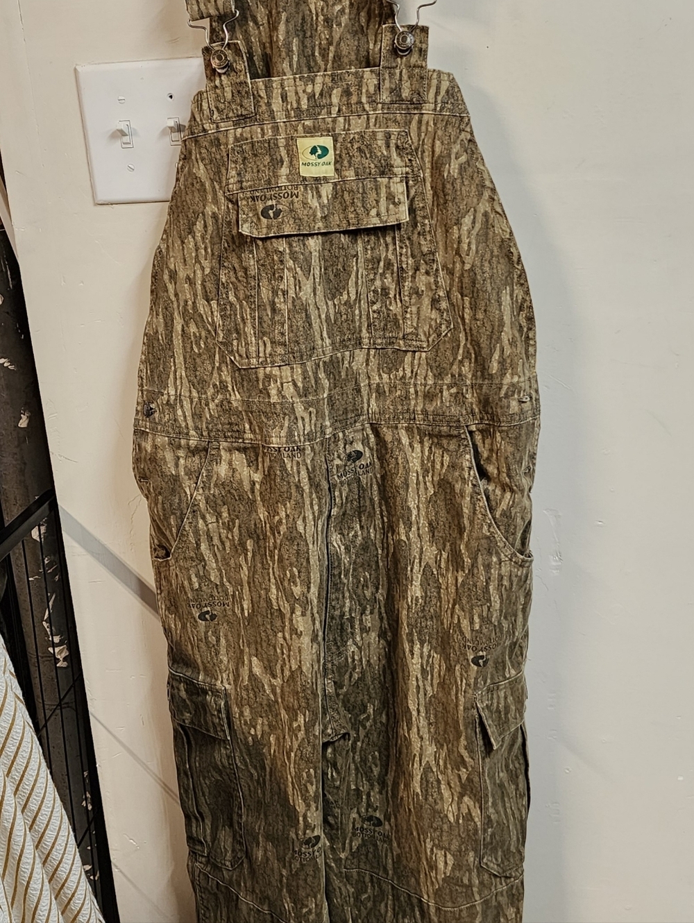 Vintage Mossy Oak Bib Overalls Cotton Mill Flex Camo Hunting Uninsulated Mens L